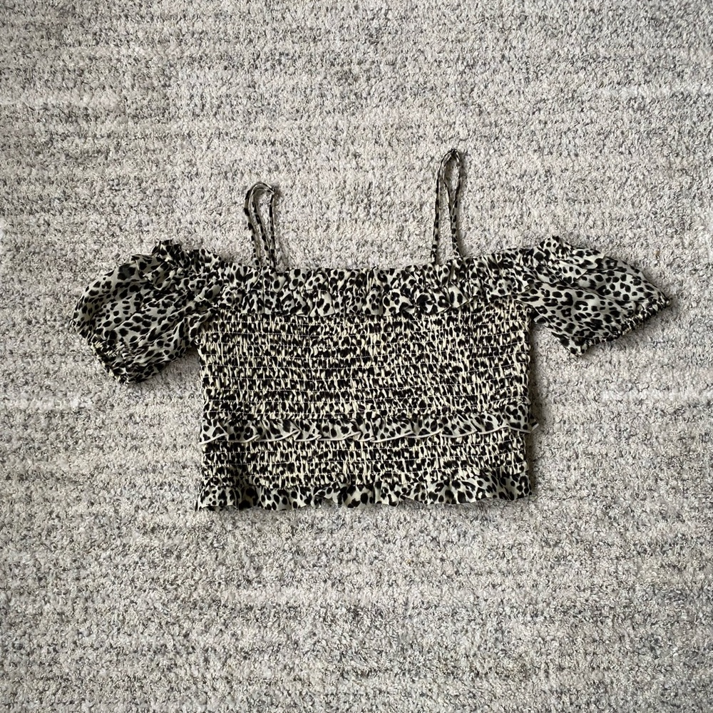 Lovers + Friends || cropped animal print top